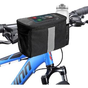 Bike Handlebar Bag, Bike Basket Front with Bike Phone Mount Fit Phone Under 7", Bike Cooler Bicycle Basket Road Mountain Bike Cycling Accessories for Kids Girls Boys Men Women