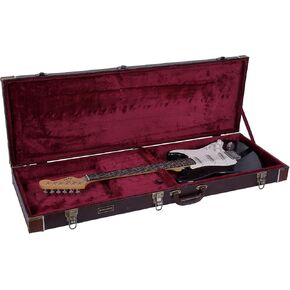 Crossrock Wooden Case Fits Fender Telecaster and Stratocaster Electric Guitars,Vintage Brown