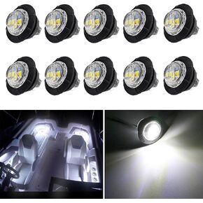 10 Pcs White Waterproof Round Marine Boat LED Light,Utility Boat Interior Light,Boat Navigation Deck Courtesy Lights for Yacht Boat Step Cockpit Bow Stern Fishing Pontoon Sailboat Kayak