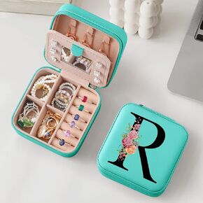Parima Valentines Day Gifts for Her - Gifts for Women, Travel Jewelry Case Organizer Initial Small Jewelry Box Personalized Birthday Gift Valentines Day Gifts- Letter A, White