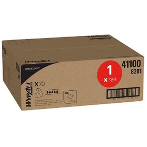 WypAll X70 Extended Use Reusable Cloths (41100), Flat Sheet Box, Long Lasting Performance, White, 1 Box, 300 Sheets