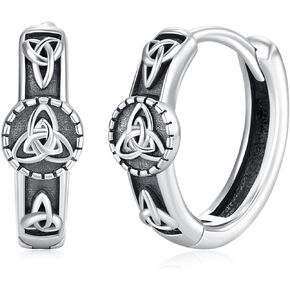 Midir&Etain Black Double Hoop Earrings 925 Sterling Silver Eye of Horus Hoop Huggie Earrings Protection Christmas Gifts Egyptian Jewelry for Men Women Christmas Stocking Stuffers