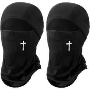 2 Pack Faith Cross Black Loose Fitting Balaclava Christian Balaclava Full Face Mask Jesus Graphic Face Cover Unisex Breathable Balaclava Men Women Outdoor Sports