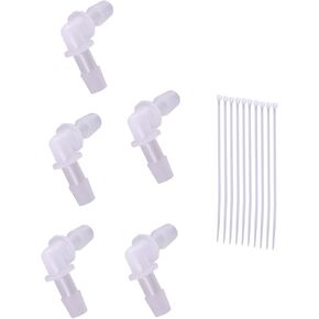 5 PCS Plastic 3/8" Hose ID 90 Degree Elbow Barb L Fitting 2 Way Equal Barbed Joint Splicer Mender Union Adapter Hose Fitting, with 10 PCS Self-Locking Nylon Zip Ties 3 x 150 mm