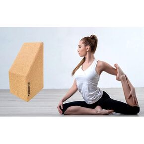 2in1 Premium Cork Wedges and Blocks，Non-Slip Surface with Beveled Edges for Yoga,balance train,apply firm therapeutic pressure,Natural Eco-Friendly/NO Foam& Pilates& Travel Friendly (8*5*4" Block*2)