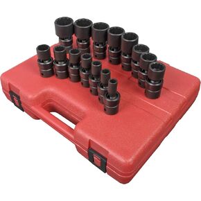 SUNEX TOOLS 2856 1/2-Inch Drive Universal 12-Point SAE Impact Socket Set, 15 Piece