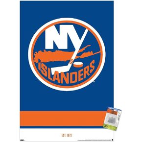 Trends International NHL New York Islanders - Logo 21 Wall Poster, 22.37" x 34.00", Premium Poster & Push Pin Bundle