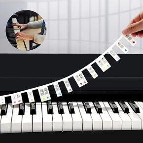 Piano Notes Guide for Beginner, Removable Piano Keyboard Note Labels for Learning, Piano Accessories for 88-Key Full Size, No Need Stickers, Made of Silicone, Reusable… (Rainbow Colors)