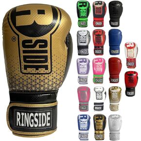 Ringside Apex Bag Gloves, IMF-Tech Boxing Gloves with Secure Wrist Support, Synthetic Boxing Gloves for Men and Women, Black and Gold, L/XL