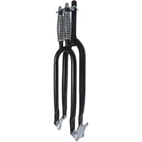26 inch Bicycle Fork Double Springer Suspension Fork 1" Threaded,Disc Brake,Black 26" Dual Spring Classical Fork for Cruiser Chopper Bike