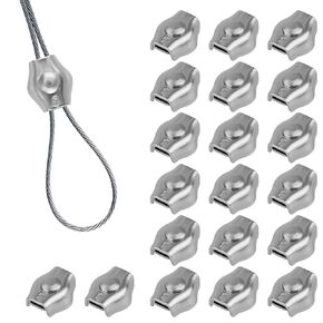20pcs m3 مشابك حبل الأسلاك ، مقاطع سلك كابل من الفولاذ المقاوم للصدأ مع مشابك سلك الترباس المفردة ل 1/8 بوصة كابل سلك
