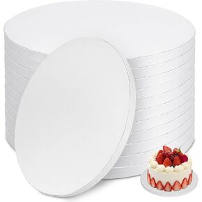 10 Inch Cake Drums 12 PCS Cake Boards 10 inch Round, 10 Inch Cake Drum 0.7inch Thick Cardboard Sturdy Cake Base Full Wrap Edge Cake Drum Rounds(10" White)