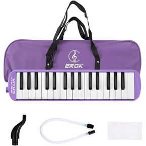32 Keys Melodica Keyboard Instrument Air Piano Soprano Harmonica with Carrying Bag for Beginners Adults Gift Purple