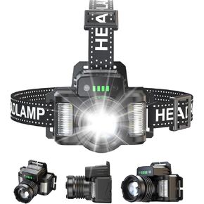 Headlamp for Adults, 30W Led Rechargeable Headlamps, 6 Modes Motion Sensor Head Flashlight, Hard Hat Light with Adjustable Angle Lighting, Waterproof, Head lamp for Camping, Hiking, Running, Working