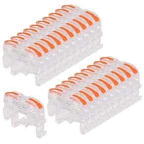 20PACK DIN Rail Terminal Blocks, Compact Wire Conductor Wiring Connectors for 24-12 AWG -Transparent Colour