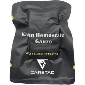 CareTac Advanced Quick Clotting Combat Gauze 3" x 12' – Compressed Hemostatic Z-Folded Wound Packing Medical Gauze with Kaolin for Faster Bleed Stop for Emergency First Aid, Survival & Tactical Gear