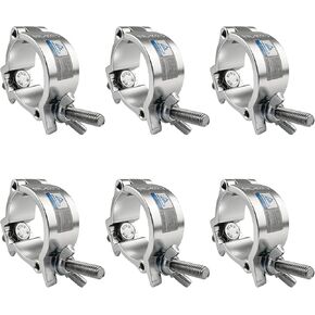 6 Pack O-Clamp Stage Lights Truss Clamp, 2" Aluminum Light Clamps, LED PAR DJ Spots Lights Moving Head Beam Spot Clamps, Fit for 48-51mm (1.88-2") OD Tube/Pipe, Heavy Duty 220lbs, TUV Certificated