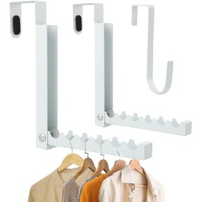 3PCS Over The Door Drying Rack,Over The Door Hanger Hooks with Retractable Rod and 6 Groves,Over The Door Hooks Hanger Laundry Hanging Rack for Home Laundry Travel Hangers