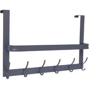 Over Door Hooks with Basket 12 Hooks Heavy Duty Over Door Storage for Clothes, Door Hanger with Basket Door Organizer for Hanging Keys Towels, Door Hanger in Bathroom, Kitchen