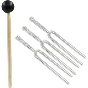 Piutouyar 3 Pcs 440 Hz Tuning Fork with Hammer, Metal A Tuning Fork Set Standard Tuner Tone Tool Device Musical Instrument for Violin Guitar Tuning Tone Tool