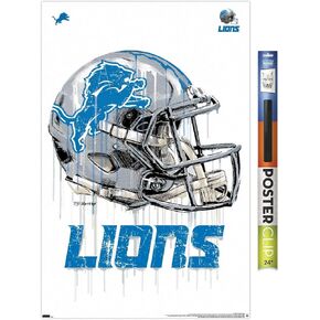 Trends International NFL Detroit Lions - Drip Helmet 20 Wall Poster, 22.375" x 34", Poster & Clip Bundle