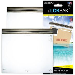 LOKSAK - aLOKSAK Bags - Waterproof Storage Bags, Airtight Dry Bags - Large Reusable Plastic Bags - Travel Bags - Evidence Bags (2 Pack - 13in x 11in)