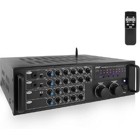 Pyle Pro 1000-Watt Portable Wireless Bluetooth - Stereo Mixer Karaoke Amplifier System with Dual Mic / RCA Audio / Video Inputs, Speaker Output for Instant Home Karaoke, DJ Party - Pyle PMXAKB1000