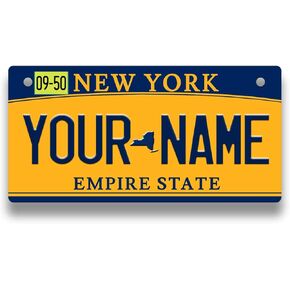 Bleu Reign Personalized Golf Cart License Plate Sign - New York, Moto, Moped (4x7 inches)