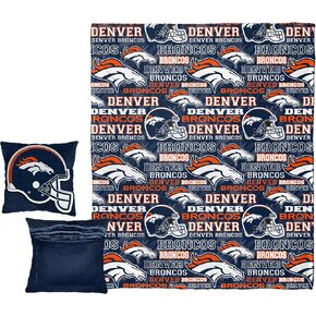 NORTHWEST NFL Hypnotic Camo Pocket Pillow 14x14 and Throw Blanket 40x50 Set, Denver Broncos, Team Colors