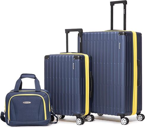 Rockland 3 Set, 2-Piece Hardside Spinner Wheel Upright Luggages with Tote, Black in Saudi Arabia