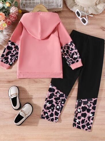 Kids Girls Clothes Girl Print Tie Dye Hoodie Pullover Sweatshirt Leggings 2 Pieces Outfits Set in Kuwait