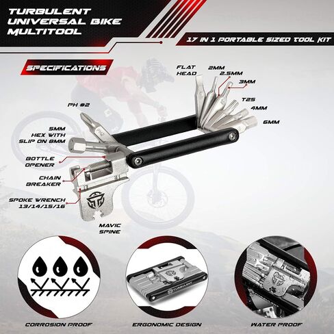 Multitool Universal Multitool - Ultimate 17 في 1 مجموعة أدوات ذات حجم محمول مع قاطع السلسلة ومفاتيح Allen وأداة التحدث والمزيد - أدوات إصلاح الدراجات متعددة الوظائف الثقيلة in Saudi Arabia