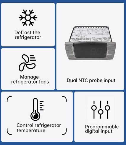 جهاز التحكم في درجة الحرارة USTAR متوافق مع Dixell XR06CX-4N1F1، 120 فولت 50-60 هرتز، مناسب لميجالي أتوسا والثلاجات التجارية الأخرى، مع مجسات مستشعر درجة الحرارة ومشبك in Kuwait