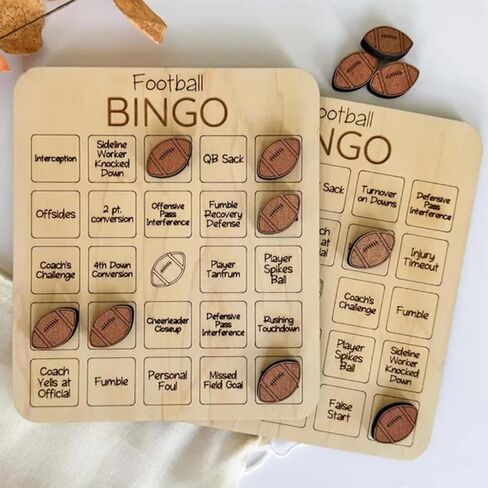 Football Bingo Game Wooden Football-Themed Bingo Game Sports Bingo and Tic-Tac-Toe Board Game Bingo Cards for Family Game Night Wood Game Gift for Adults and Family Fun (1PC) in Saudi Arabia