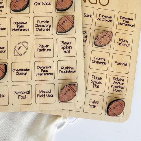 Football Bingo Game Wooden Football-Themed Bingo Game Sports Bingo and Tic-Tac-Toe Board Game Bingo Cards for Family Game Night Wood Game Gift for Adults and Family Fun (1PC) in Saudi Arabia