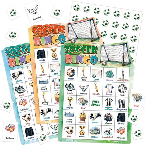 Fancy Land Soccer Bingo Game Soccer Party Bingo Cards for Kids Adults Sports Birthday Party Favors Decorations Supplies 24 Players in Saudi Arabia