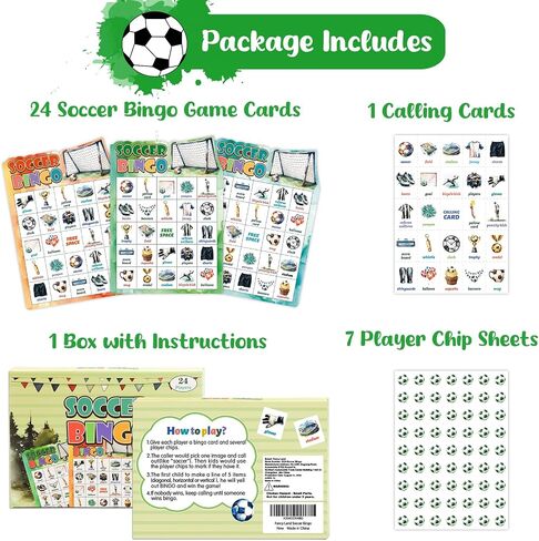 Fancy Land Soccer Bingo Game Soccer Party Bingo Cards for Kids Adults Sports Birthday Party Favors Decorations Supplies 24 Players in Saudi Arabia