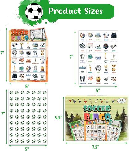 Fancy Land Soccer Bingo Game Soccer Party Bingo Cards for Kids Adults Sports Birthday Party Favors Decorations Supplies 24 Players in Saudi Arabia