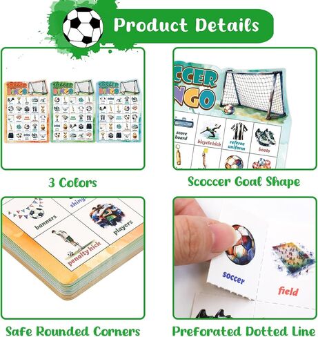 Fancy Land Soccer Bingo Game Soccer Party Bingo Cards for Kids Adults Sports Birthday Party Favors Decorations Supplies 24 Players in Saudi Arabia