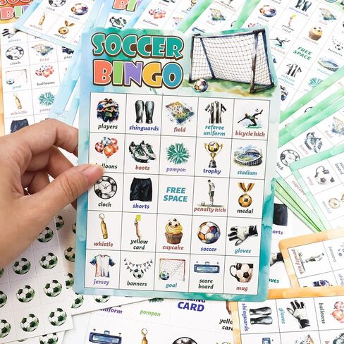 Fancy Land Soccer Bingo Game Soccer Party Bingo Cards for Kids Adults Sports Birthday Party Favors Decorations Supplies 24 Players in Saudi Arabia