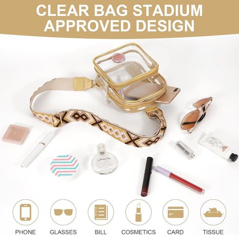 FINGUOLA Clear Bag Stadium Approved,Clear Sling Bag for Women Concerts Sports Travelling Hiking Running with Adjustable Strap in Saudi Arabia