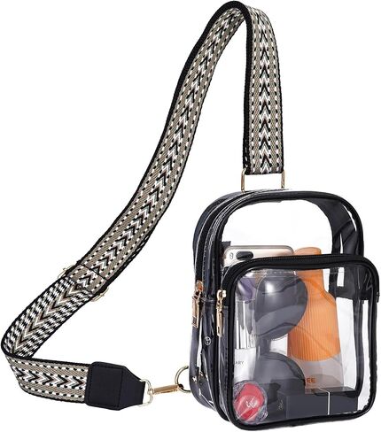 FINGUOLA Clear Bag Stadium Approved,Clear Sling Bag for Women Concerts Sports Travelling Hiking Running with Adjustable Strap in Saudi Arabia