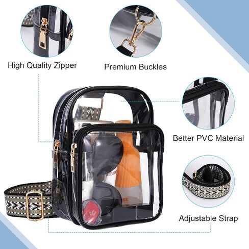 FINGUOLA Clear Bag Stadium Approved,Clear Sling Bag for Women Concerts Sports Travelling Hiking Running with Adjustable Strap in Saudi Arabia