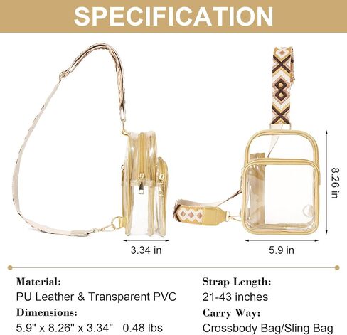 FINGUOLA Clear Bag Stadium Approved,Clear Sling Bag for Women Concerts Sports Travelling Hiking Running with Adjustable Strap in Saudi Arabia