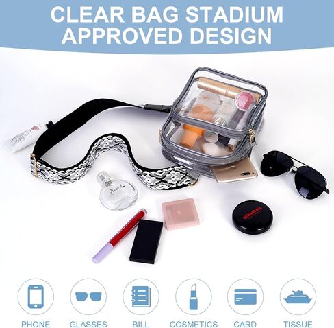 Finguola Clear Bag Stadium معتمدة ، حقيبة حبال واضحة للنساء الحفلات الرياضية المسافرة المشي لمسافات طويلة مع حزام قابل للتعديل in Saudi Arabia