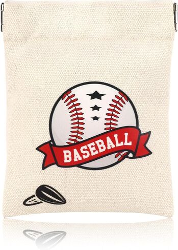 Baseball Snack Bags Baseball Treat Bags Mini Storage Bags Canvas Baseball Favor Bags Squeeze Top Seed Bags Portable Baseball Team Gift Bags Baseball Equipment Bag for Kid Birthday Baseball Game (1) in Kuwait