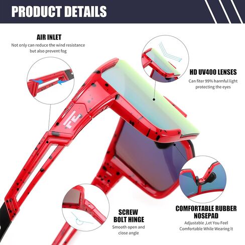 نظارات شمسية رياضية لركوب الدراجات من FEISEDY للرجال والنساء، خفيفة الوزن بإطار TR90 UV400 MTB للجري وصيد الأسماك والبيسبول B0224 in Kuwait