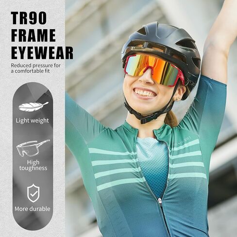 نظارات شمسية رياضية لركوب الدراجات من FEISEDY للرجال والنساء، خفيفة الوزن بإطار TR90 UV400 MTB للجري وصيد الأسماك والبيسبول B0224 in Kuwait