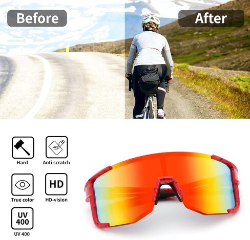 نظارات شمسية رياضية لركوب الدراجات من FEISEDY للرجال والنساء، خفيفة الوزن بإطار TR90 UV400 MTB للجري وصيد الأسماك والبيسبول B0224 in Kuwait