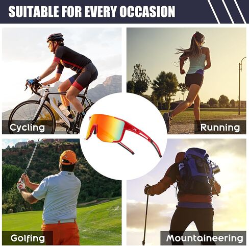 نظارات شمسية رياضية لركوب الدراجات من FEISEDY للرجال والنساء، خفيفة الوزن بإطار TR90 UV400 MTB للجري وصيد الأسماك والبيسبول B0224 in Kuwait